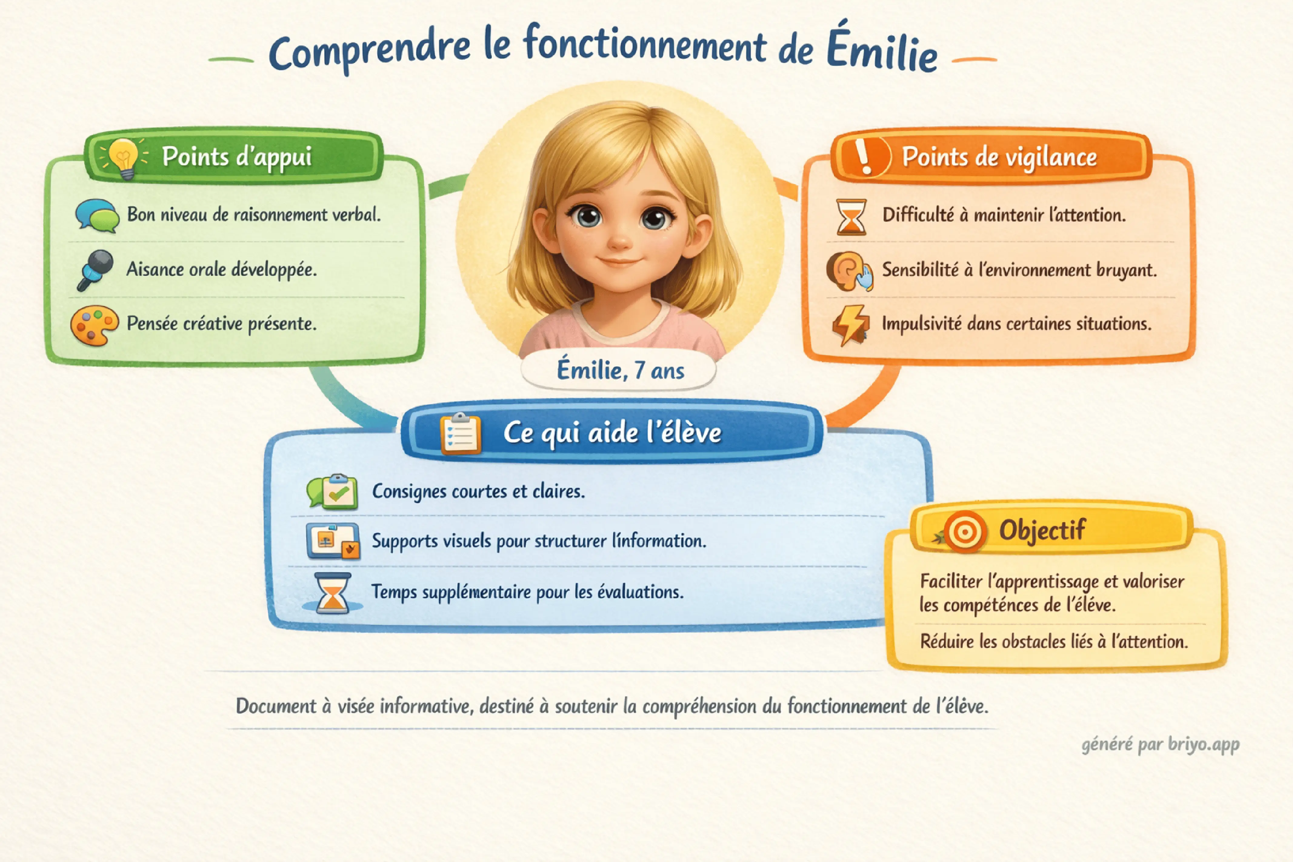 Exemple de carte de compréhension pour enseignants